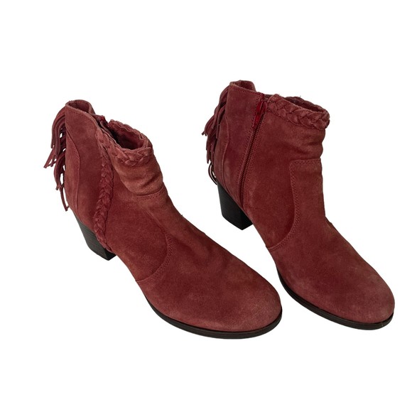 WOMENS MATISSE SPICE RED LUCINDA BOOTS SUEDE FRINGE WESTERN BOOTIES SIZE 8 - Picture 2 of 11